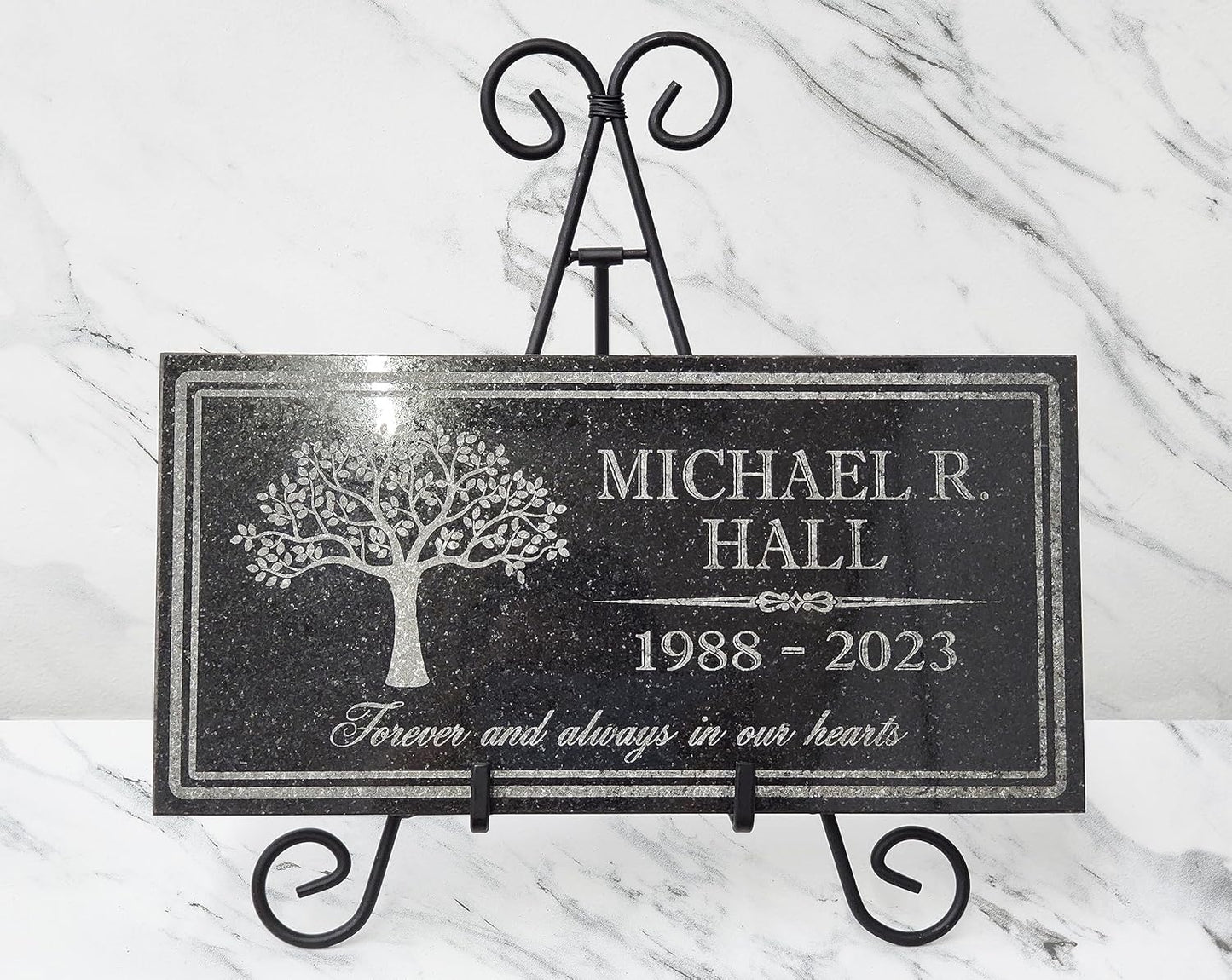 in Loving Memory Photo Tree of Life Personalized Granite Memorial Stone Sympathy Remembrance of Dad Mom Child (Granite-Tree-Pers, Garden 12"x6"x3/8")
