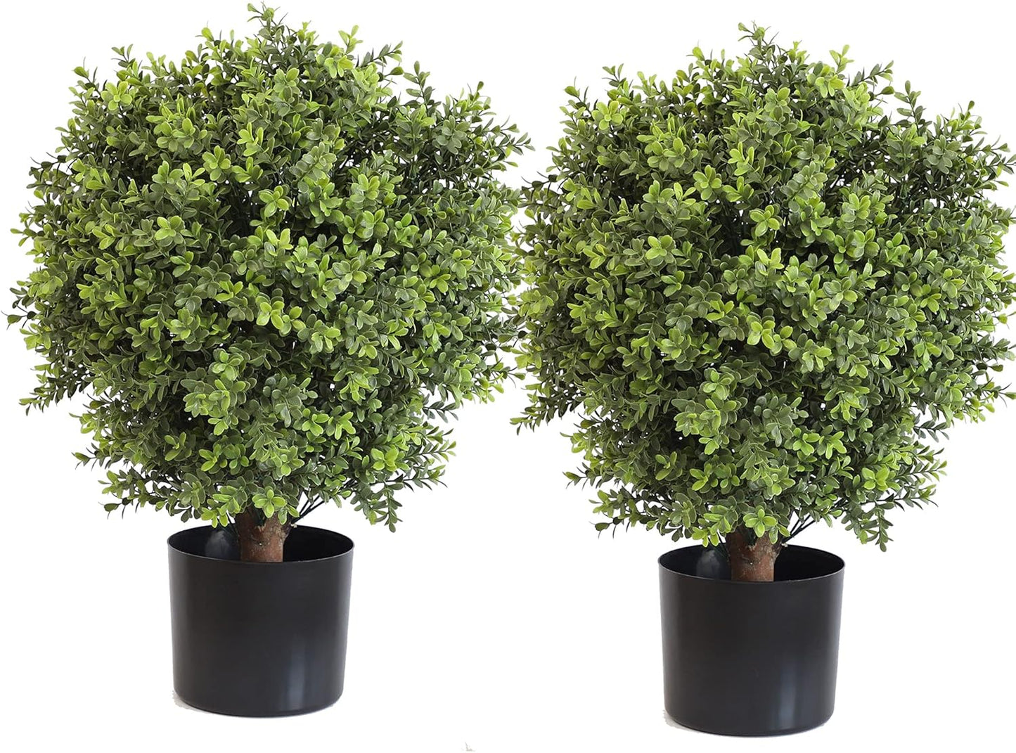 Artificial Topiary Ball Tree, 2 Pack Artificial Plants Outdoor, Ball Shaped Boxwood Topiary, Artificial Shrubs Potted for Indoor and Outdoor (22inch)
