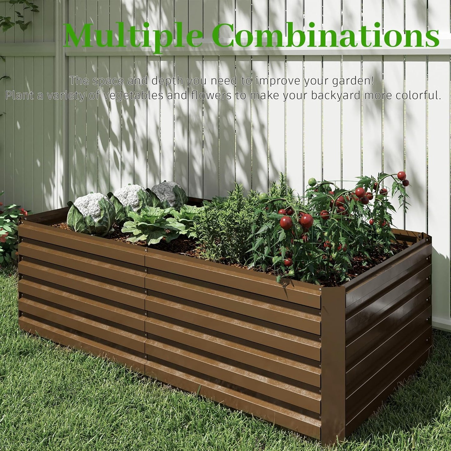 8x4x2 ft Outdoor Raised Garden Bed, Large Metal Planter Raised Beds, Planters for Outdoor Plants for Vegetables, Flowers, Herbs, Fruits, and Succulents.(2 Pcs)