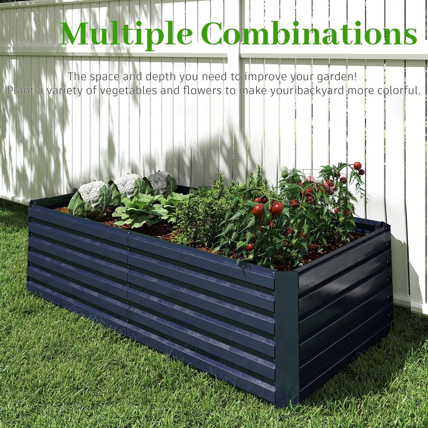 8x4x2 ft Outdoor Raised Garden Bed, Large Metal Planter Raised Beds, Planters for Outdoor Plants for Vegetables, Flowers, Herbs, Fruits, and Succulents.(2 Pcs,Blue)