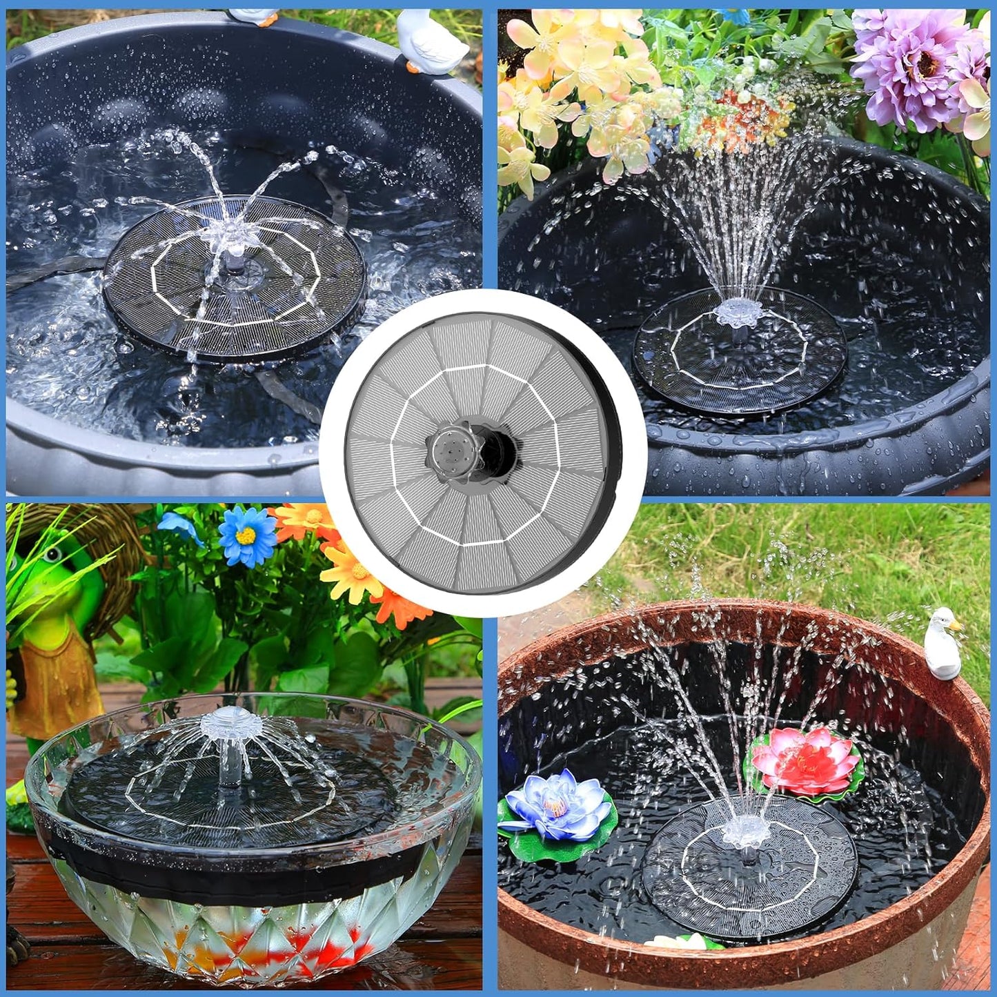 AISITIN 3.5W Solar Water Fountain with Storage & Integrated Bracket, Floating Solar Fountain Pump with Nozzles for Bird Bath, Garden, Pond, Pool, Aquarium and Outdoor (2PCS)
