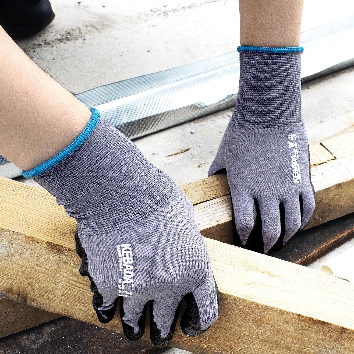 Kebada Work Gloves for Men and Women, Foam Nitrile Coated Safety Gloves with Grip, Ideal for Warehouse Package Handling, Gardening, Mechanic and Construction, XL