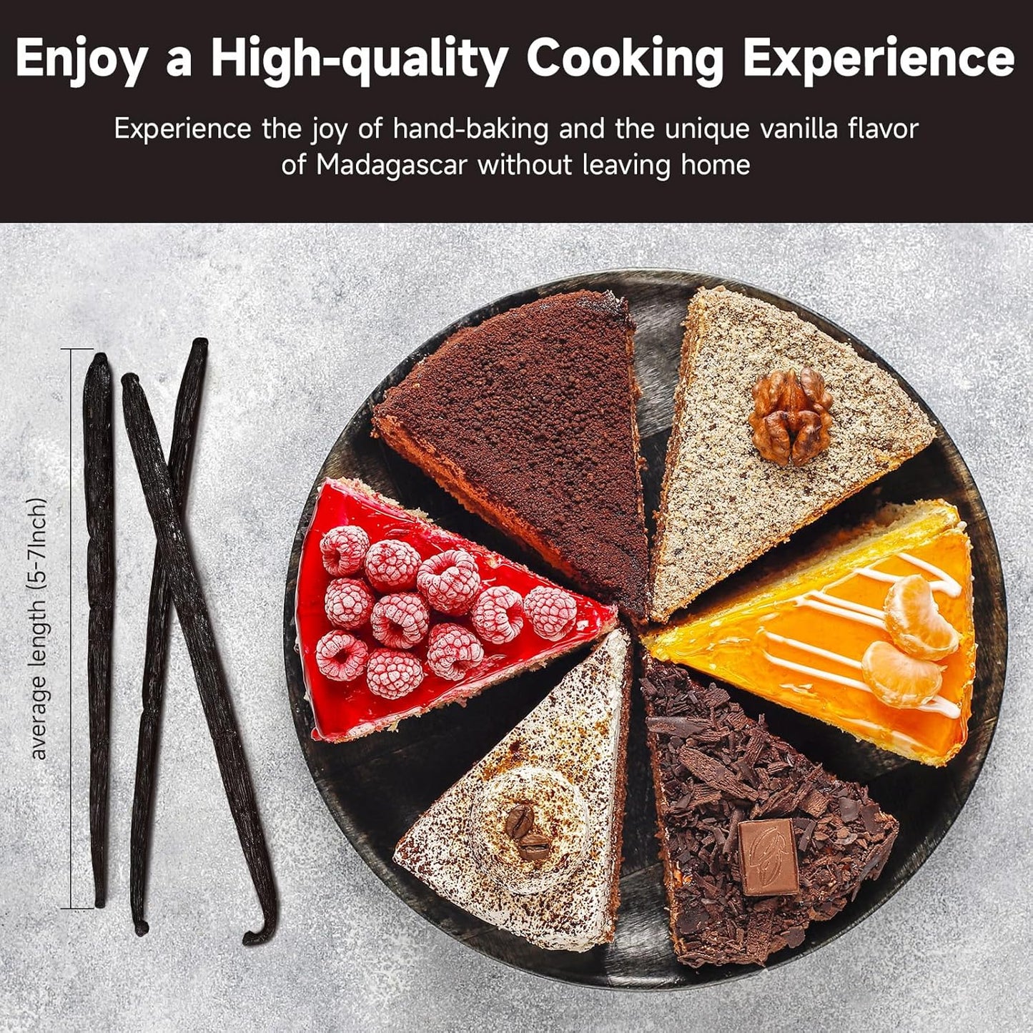 SPICEEL Madagascar Vanilla Beans Grade A Vanilla Pods for Making Extract, Whole 5" - 7" Vanilla Beans for Baking, 25 Counts