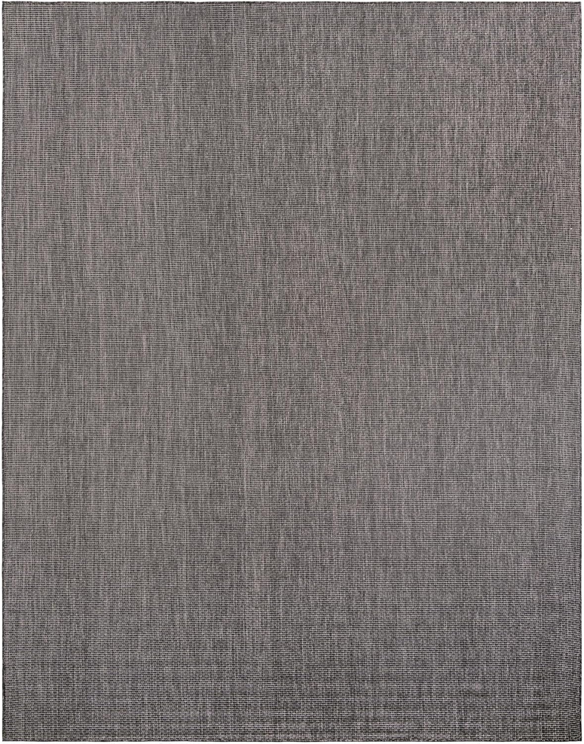 Unique Loom Outdoor Solid Collection Area Rug (10' x 13' 1" Rectangle Black/Ivory)