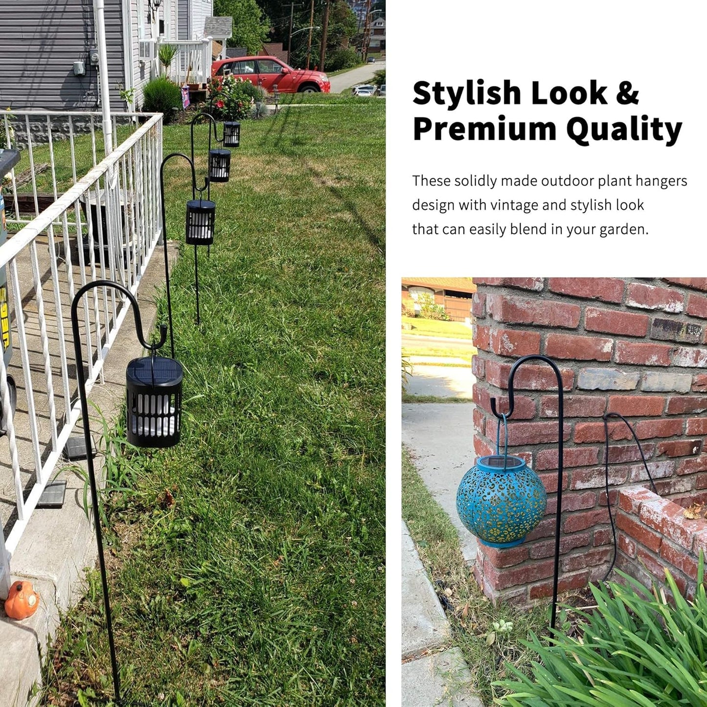 Ottsuls Bird Feeder Pole, 45 INCH Heavy Duty Shepherds Hooks for Outdoor with 5 Prong Base, Adjustable Stand Hanger for Garden Plant, Hummingbird Feeder, Lantern, Hanging Wedding Decor (2 Pack)