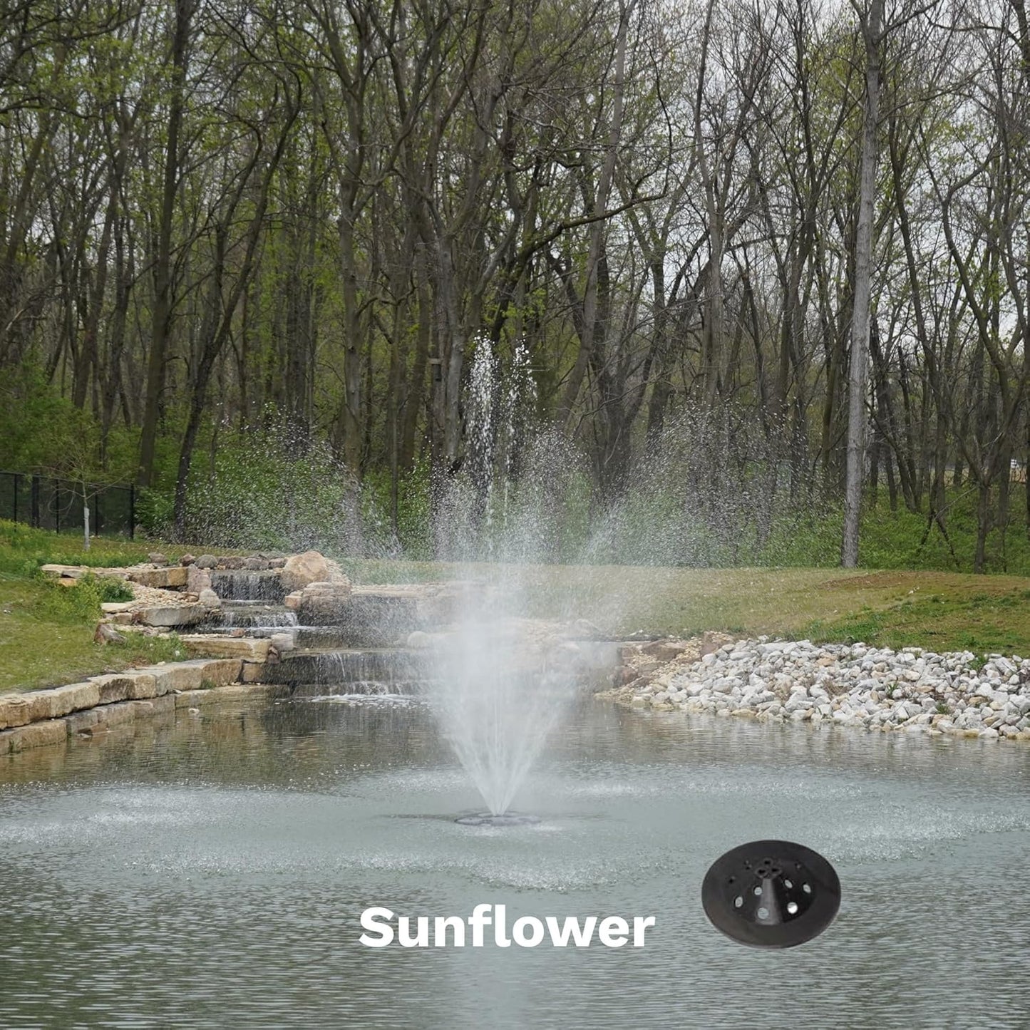 HALF OFF PONDS Floating Fountain – 1.75 HP Pond Aerator, 100' Cord – 14,800 GPH Water Pump – 11 Spray Patterns - Energy-Efficient - Color-Changing LED Lights, Large Ponds, Lakes & Water Gardens