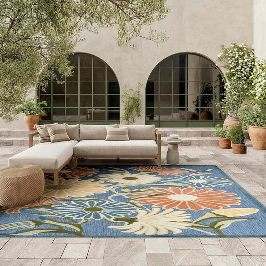 Nourison Aloha Blue Sage 9' x 12' Area Rug - Easy Clean, Non Shedding, Bed Room, Living Room, Dining Room, Kitchen (9' x 12')