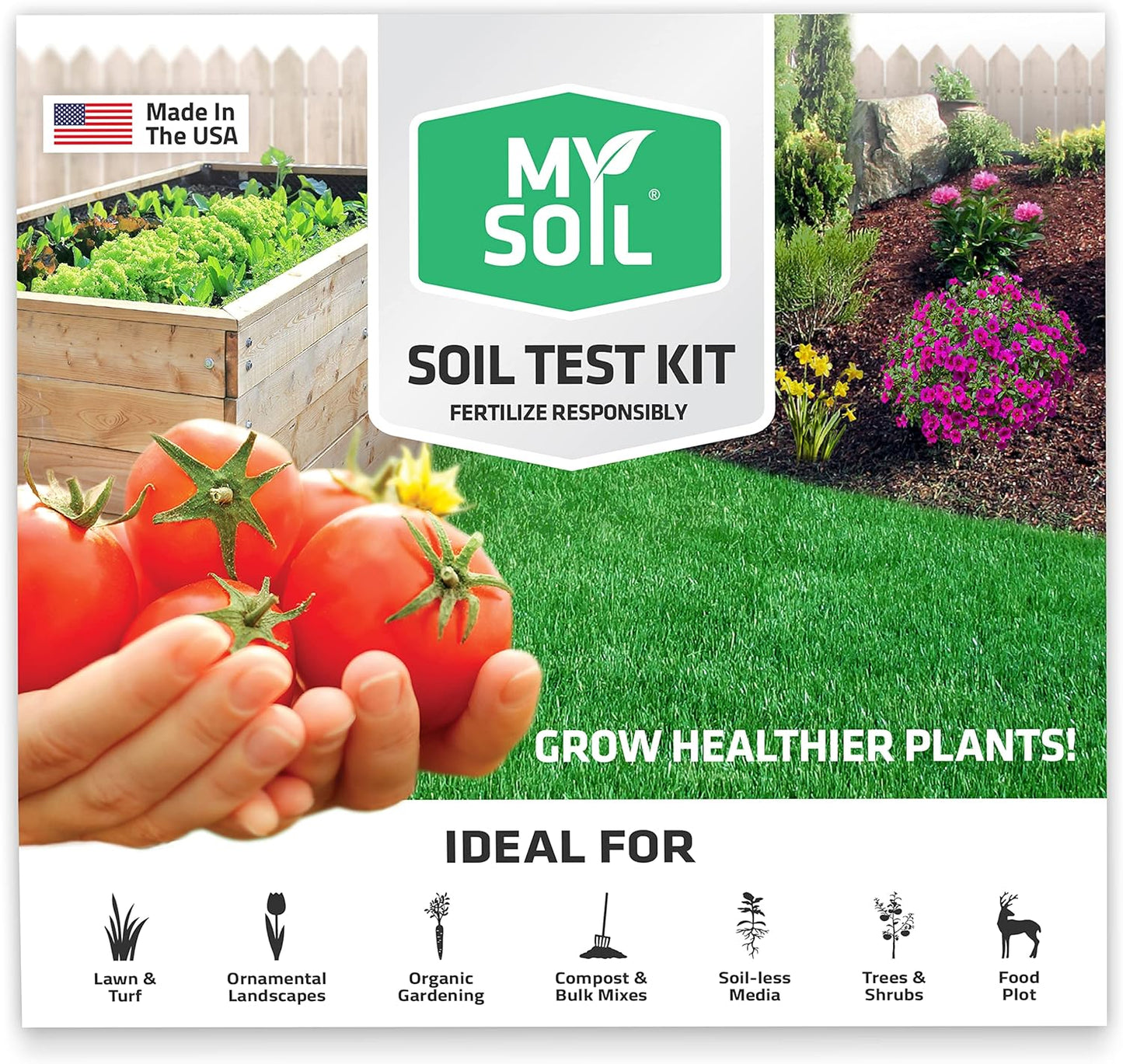 MySoil Soil Test Kit, Unlock Your Lawn & Garden Potential, Complete & Accurate Nutrient and pH Analysis with Recommendations Tailored to Your Soil and Plant Needs