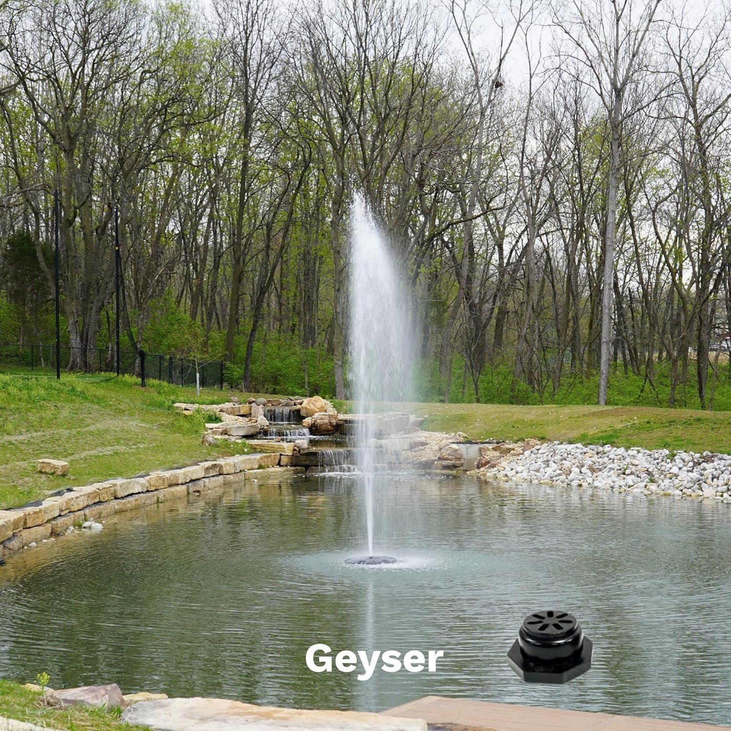 HALF OFF PONDS Floating Fountain – 1.75 HP Pond Aerator, 100' Cord – 14,800 GPH Water Pump – 11 Spray Patterns - Energy-Efficient - Color-Changing LED Lights, Large Ponds, Lakes & Water Gardens