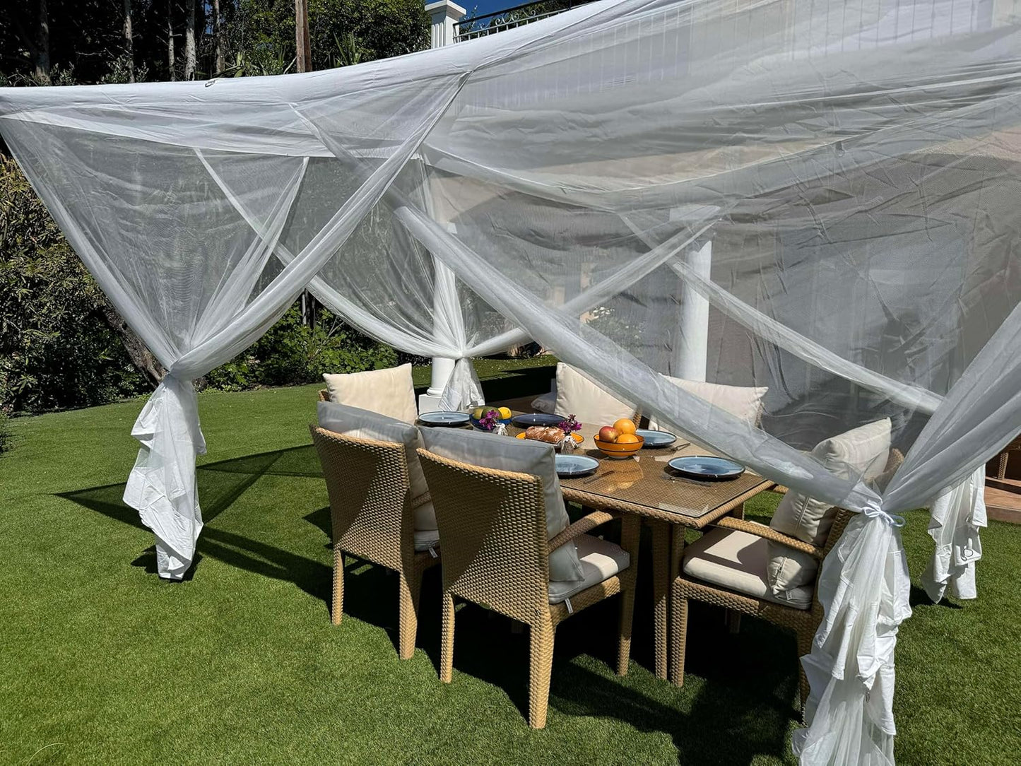 Mosquito Net for Patio 13 x 10 FT | Very Large Sizes & Fabric Designed for Outdoors | Insect House Screen Netting for Gazebo, Porch & Garden Terrace | White Outside Canopy Bug Protection