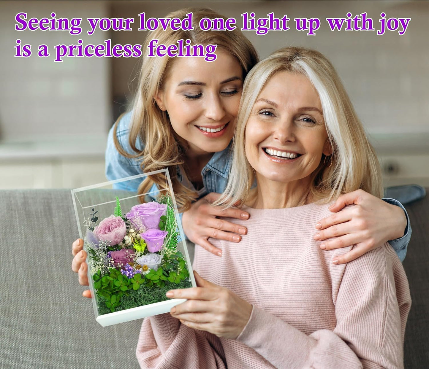 Valley of Rain & Forest Long-Lasting Real Flowers, Handcrafted Preserved Rose Bush For you to Send Love for All Occasions, Floral Arrangement for Indoor Decoration (Purple Rose)