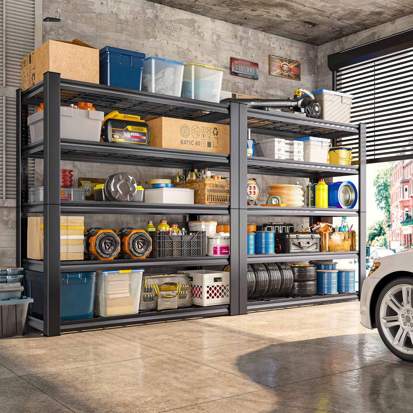 REIBII 3010LBS Storage Shelves 72" H Garage Shelving Heavy Duty Metal Shelving 5 Tier Adjustable Metal Shelves for Storage for Kitchen Pantry Warehouse Basement 72" H x 35.5" W x 16" D, 2 Pack