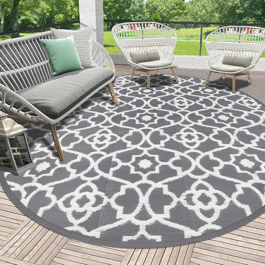 HEBE Outdoor Rug Waterproof 8ft, Plastic Straw Rug Camping Rug, Reversible Outdoor Patio Rugs RV Mat Clearance, Indoor Outside Floor Carpet for Porch,Deck,Camper,Balcony,Backyard