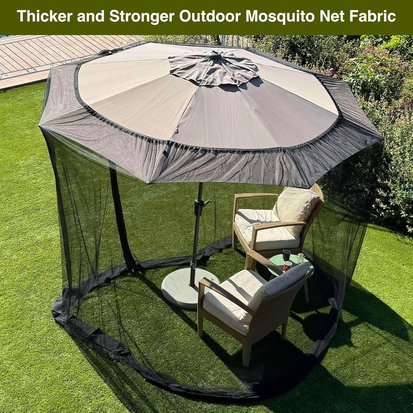 Mosquito Net for Umbrella 11 FT | Large Sizes & Fabric Designed for Outdoors | Insect House Screen Netting for Patio, Porch & Garden Terrace | Outside Canopy Bug & Fly Protection Enclosure