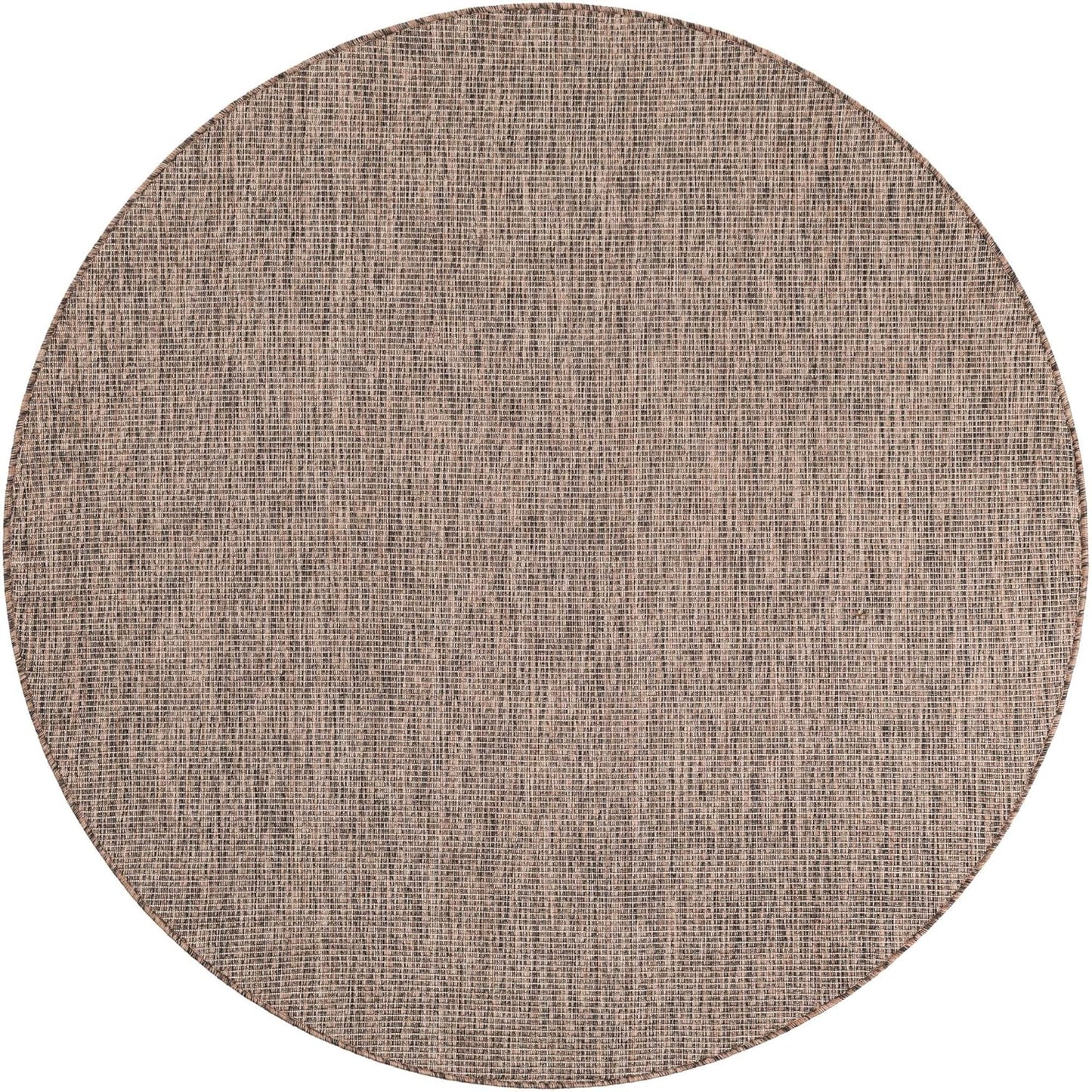 Unique Loom Outdoor Solid Collection Area Rug (6' 1" Round Light Brown/Ivory)
