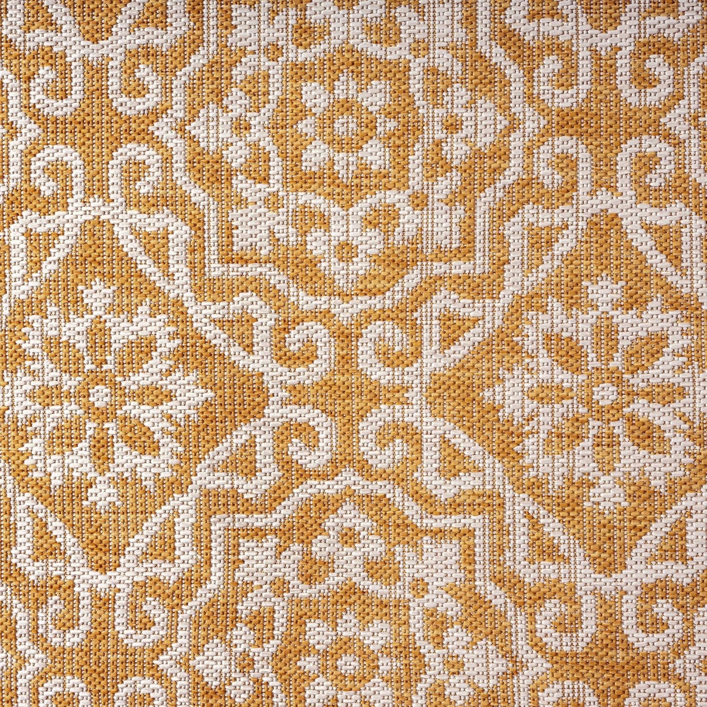 Nicole Miller New York Patio Country Julia Transitional Geometric Indoor/Outdoor Area Rug, Yellow/White, 5'2"x7'2"