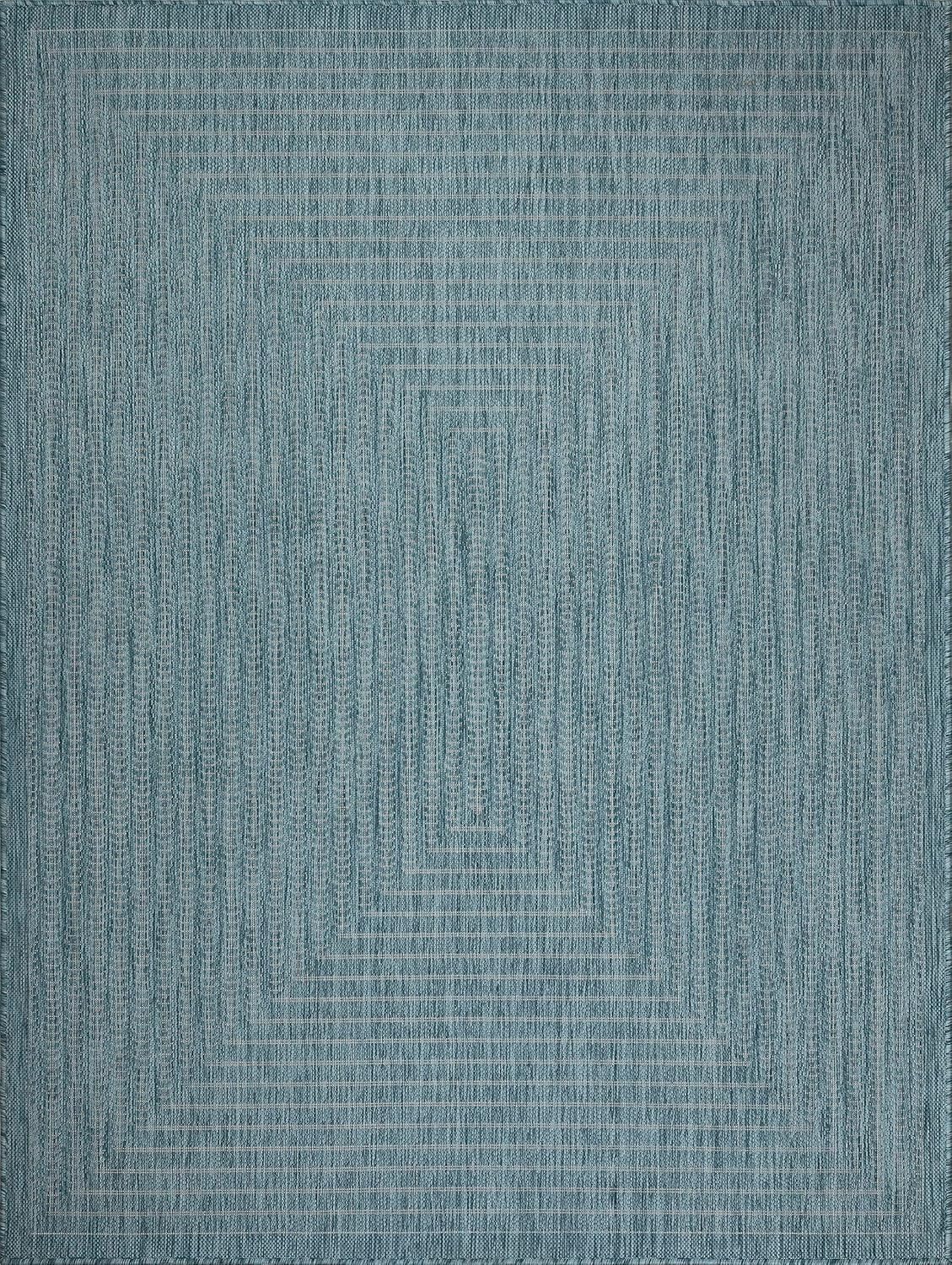 Adiva Rugs Outdoor Indoor Area Rug, Weather Resistant, Easy to Clean, Stain Resistant Floor Mat for Dining Room, Backyard, Deck, Patio (Aqua Weiss, 10' x 14')