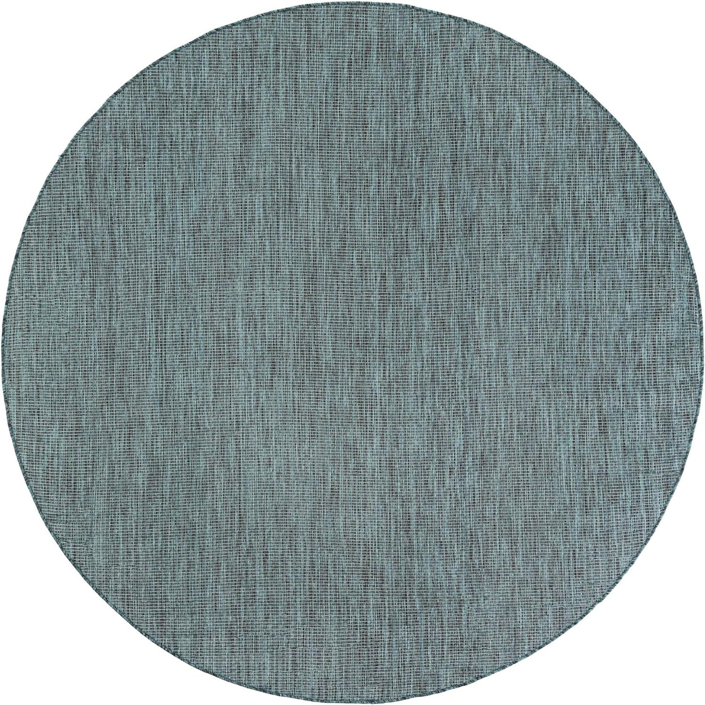 Unique Loom Outdoor Solid Collection Area Rug (7' 10" Round Teal/Navy Blue)