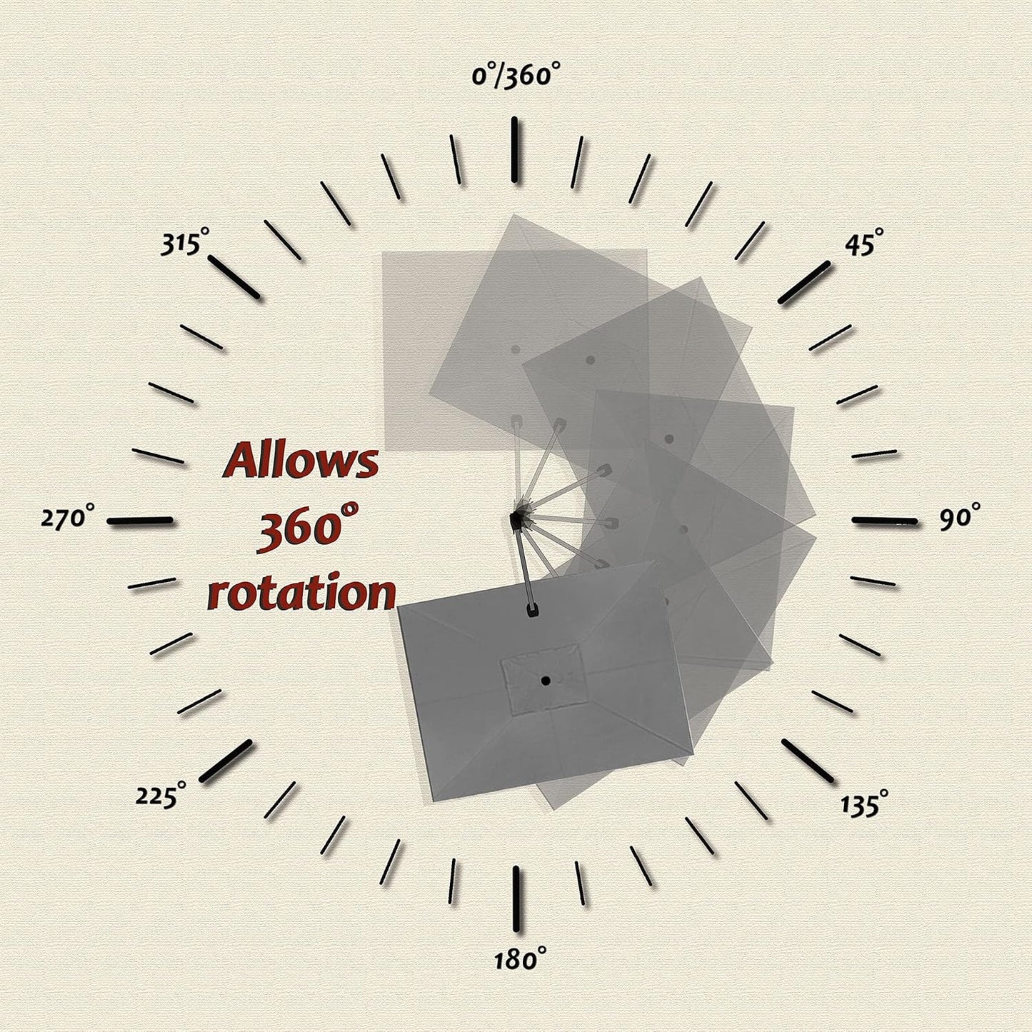 PURPLE LEAF 9' X 11.5' Patio Umbrella Outdoor Cantilever Rectangle Umbrella Aluminum Offset Umbrella with 360-degree Rotation for Garden Deck Pool Patio, Grey