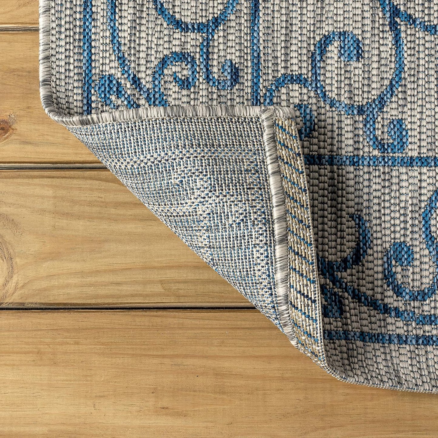 JONATHAN Y SMB106C-5TGN Charleston Vintage Filigree Textured Weave Gray/Navy 5' Octagon Indoor/Outdoor Area Rug, Non-Shedding, Stain Resistant,Fade Resistant, Easy-Cleaning for Backyard Patio, Porch