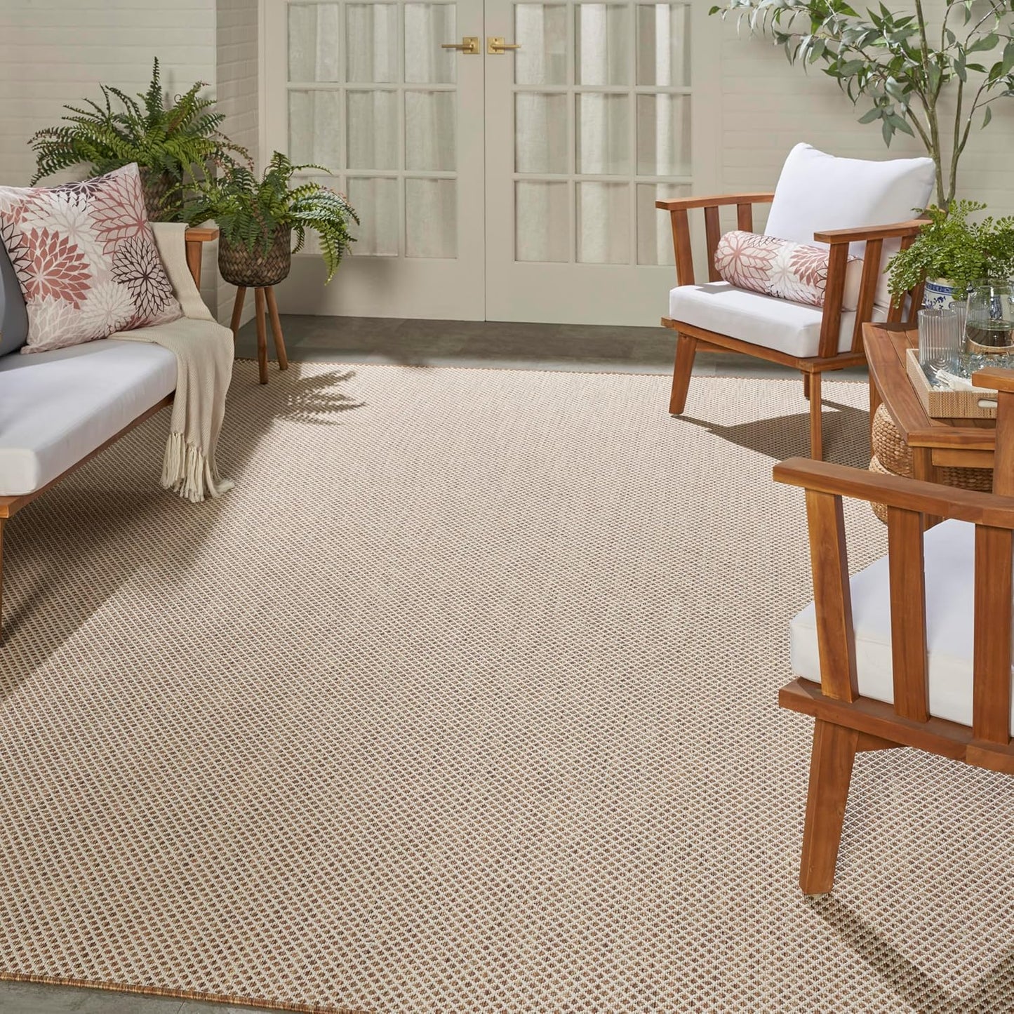 Nourison Home Courtyard Jute Ivory 10' x 14' Area Rug - Easy Clean, Non Shedding, Bed Room, Living Room, Dining Room, Kitchen (10' x14')