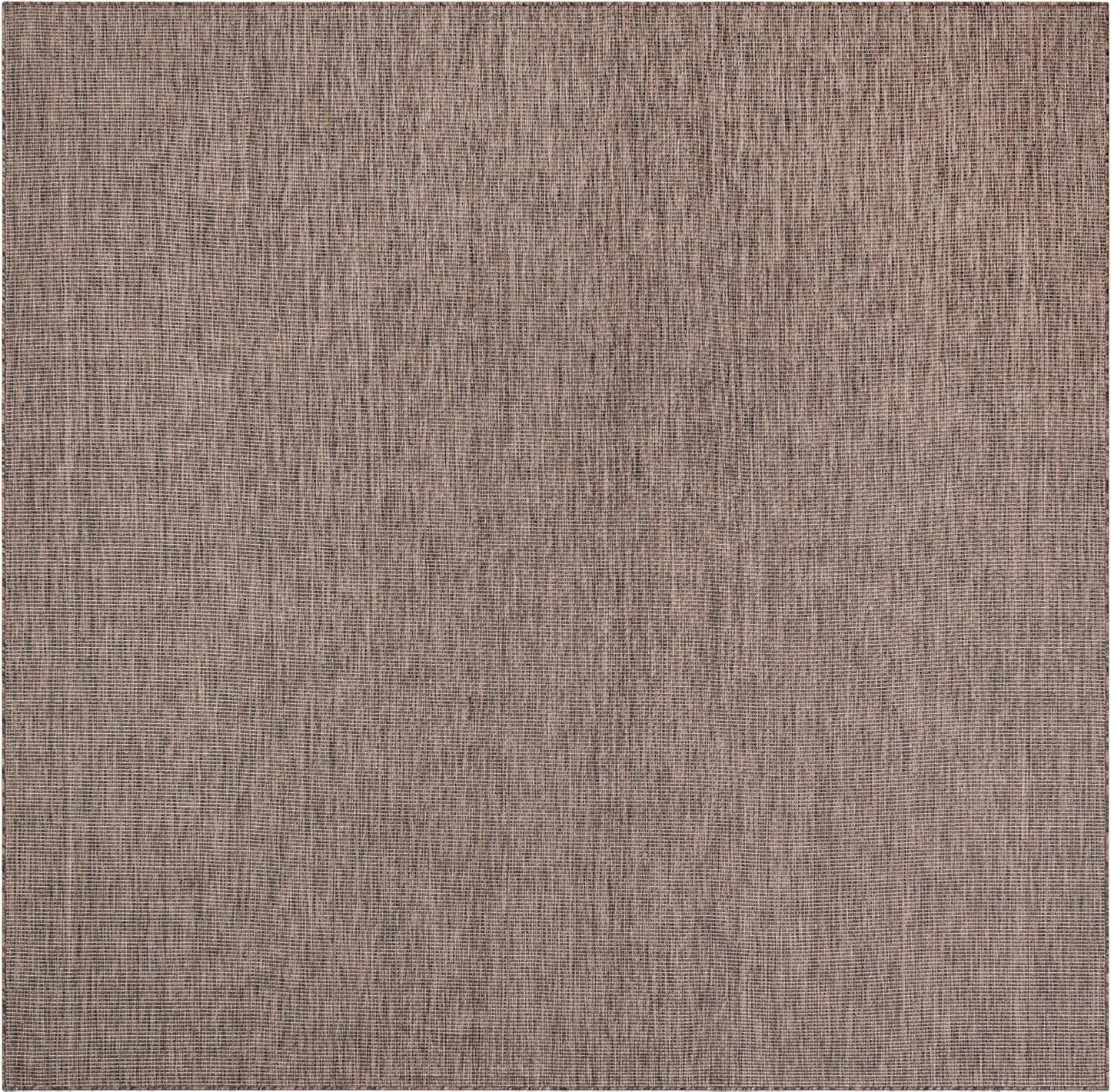 Unique Loom Outdoor Solid Collection Area Rug (10' Square Light Brown/Ivory)