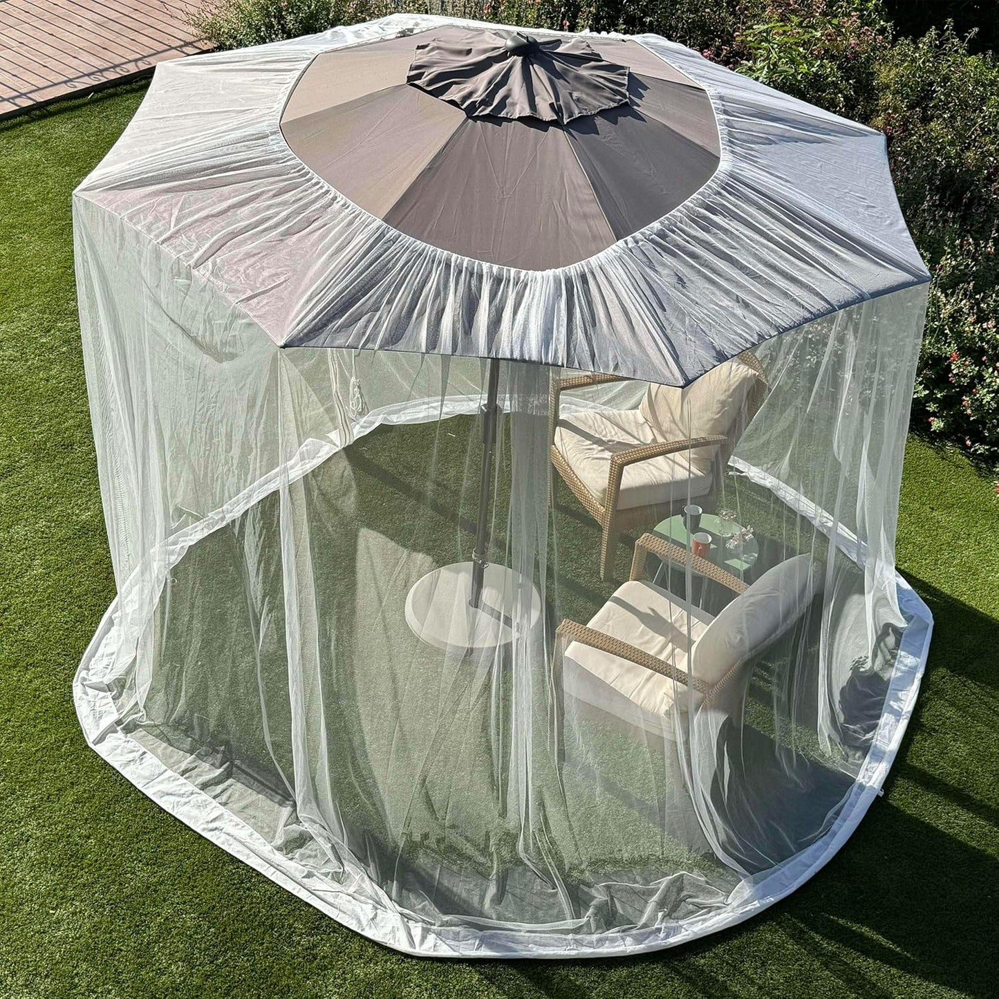 Mosquito Net for Umbrella 11 FT | Large Sizes & Fabric Designed for Outdoors | Insect House Screen Netting for Patio, Porch & Garden Terrace | Outside Canopy Bug & Fly Protection Enclosure