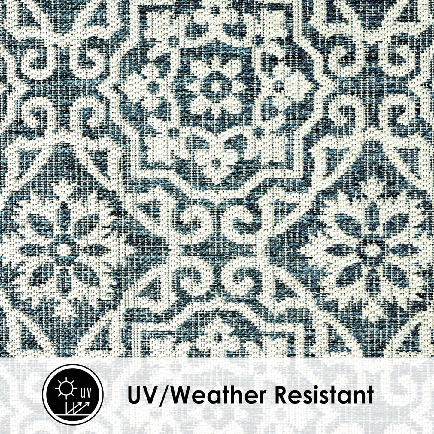 Nicole Miller New York Patio Country Julia Transitional Geometric Indoor/Outdoor Area Rug, Blue/White, 6'6"x9'2"