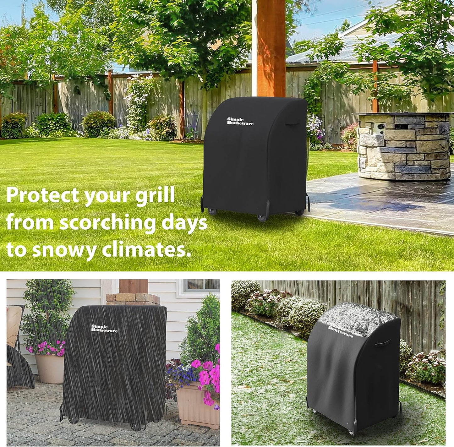 Simple Houseware 32 in. Waterproof Heavy Duty Gas BBQ Grill Cover, Weather-Resistant Polyester