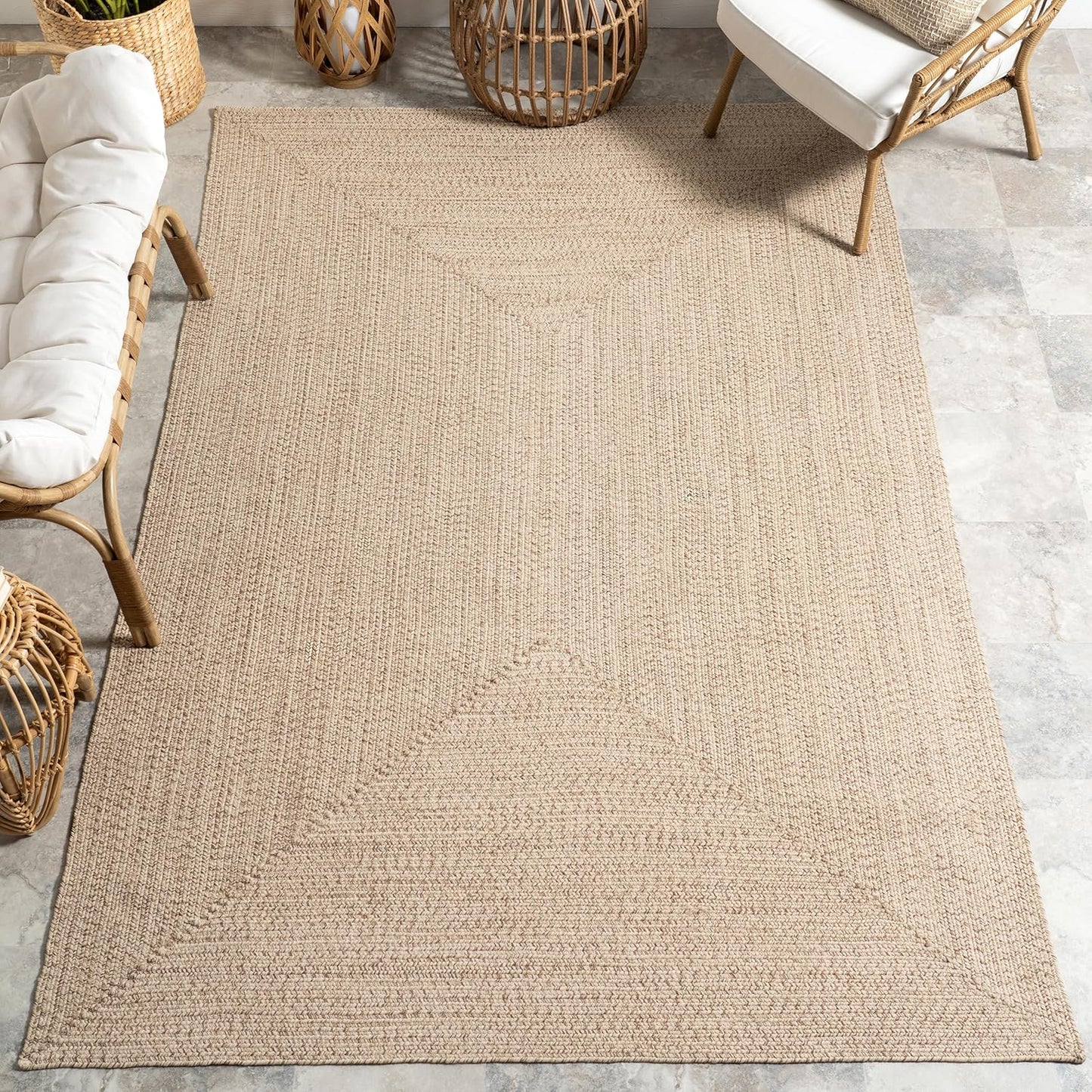 nuLOOM 2' x 18' Solid Hand Braided Indoor/Outdoor Area Rug, Pet-Friendly, High Traffic, Weather Resistant, for Patio, Balcony, Bedroom, Living, Dining Room, Wynn Tan