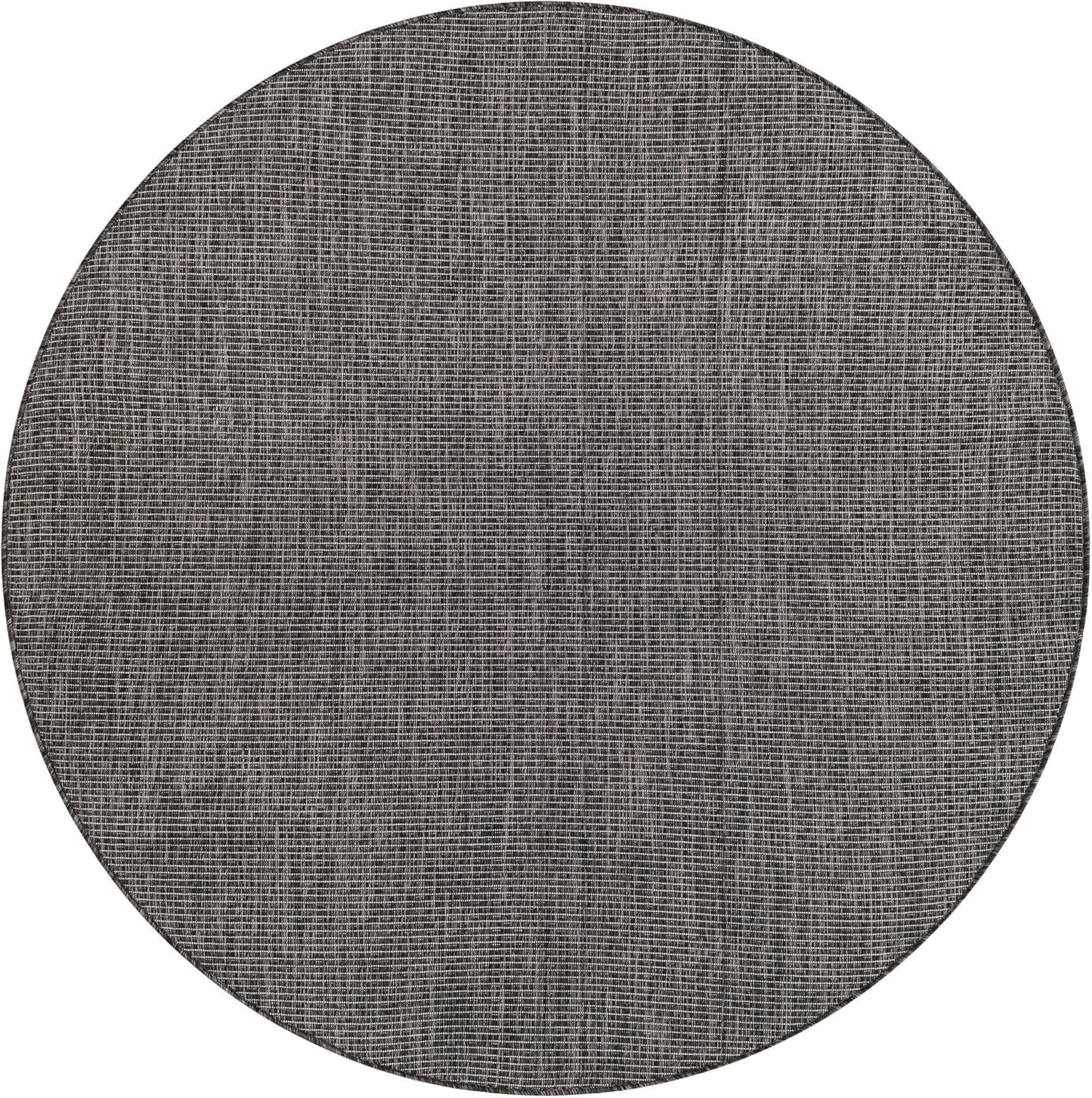 Unique Loom Outdoor Solid Collection Area Rug (5' 3" Round Black/Ivory)