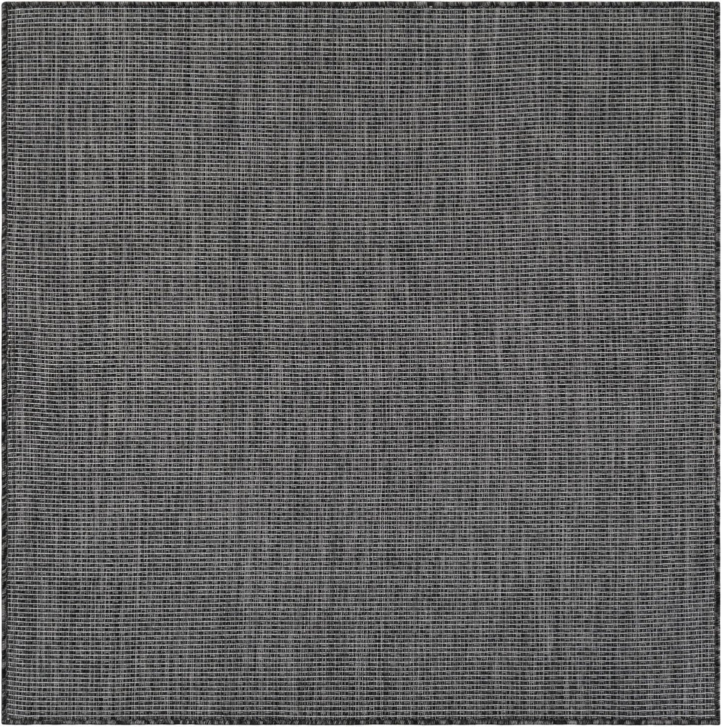 Unique Loom Outdoor Solid Collection Area Rug (5' 3" Square Black/Ivory)